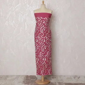 Vibrant Magenta Blended Cotton Fabric with White and Gold Embroidery - Last Piece of 3.0 Meters, 110 cm Width-D19769
