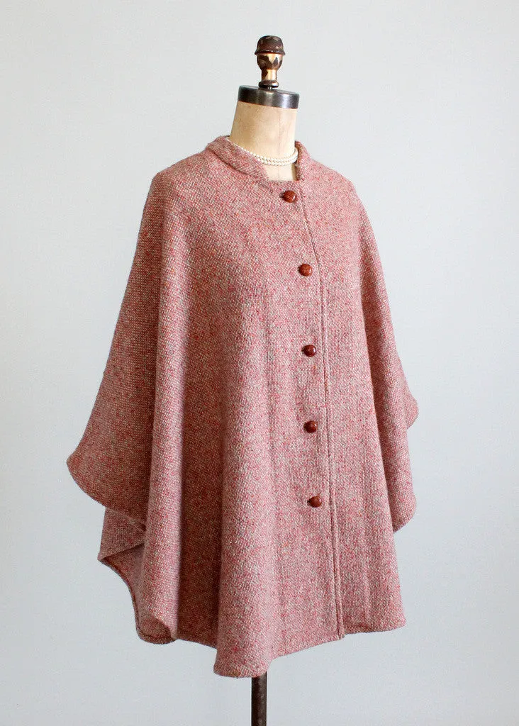 Vintage Early 1960s Anglo Fabrics Tweed Cape