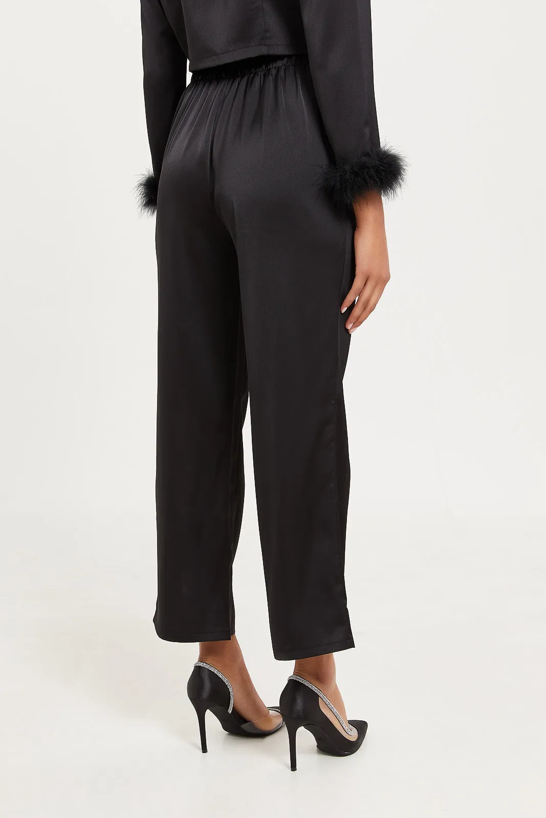 Women Black Satin Trouser