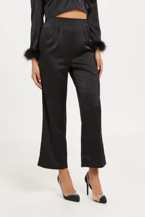 Women Black Satin Trouser