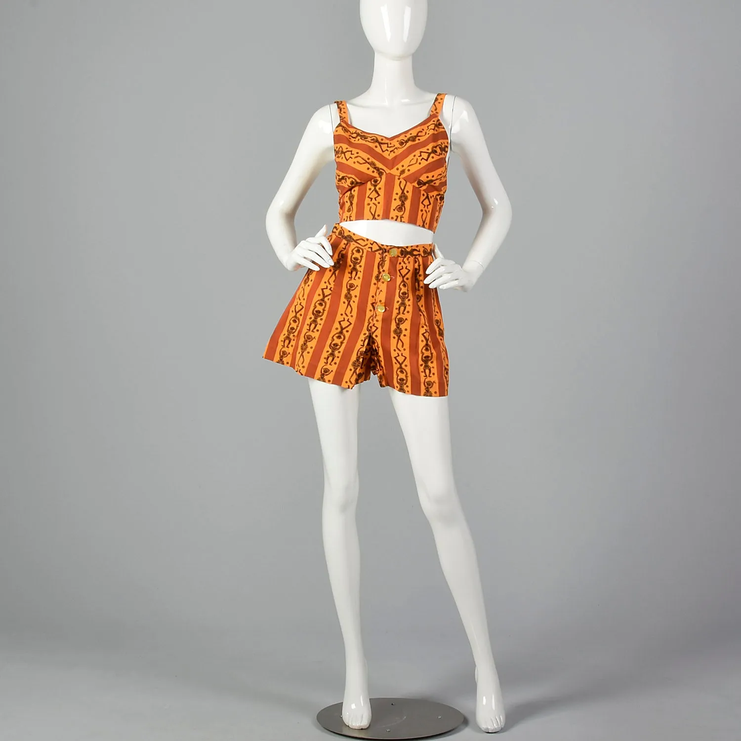 XS 1950s Two Piece Playsuit Beach Set