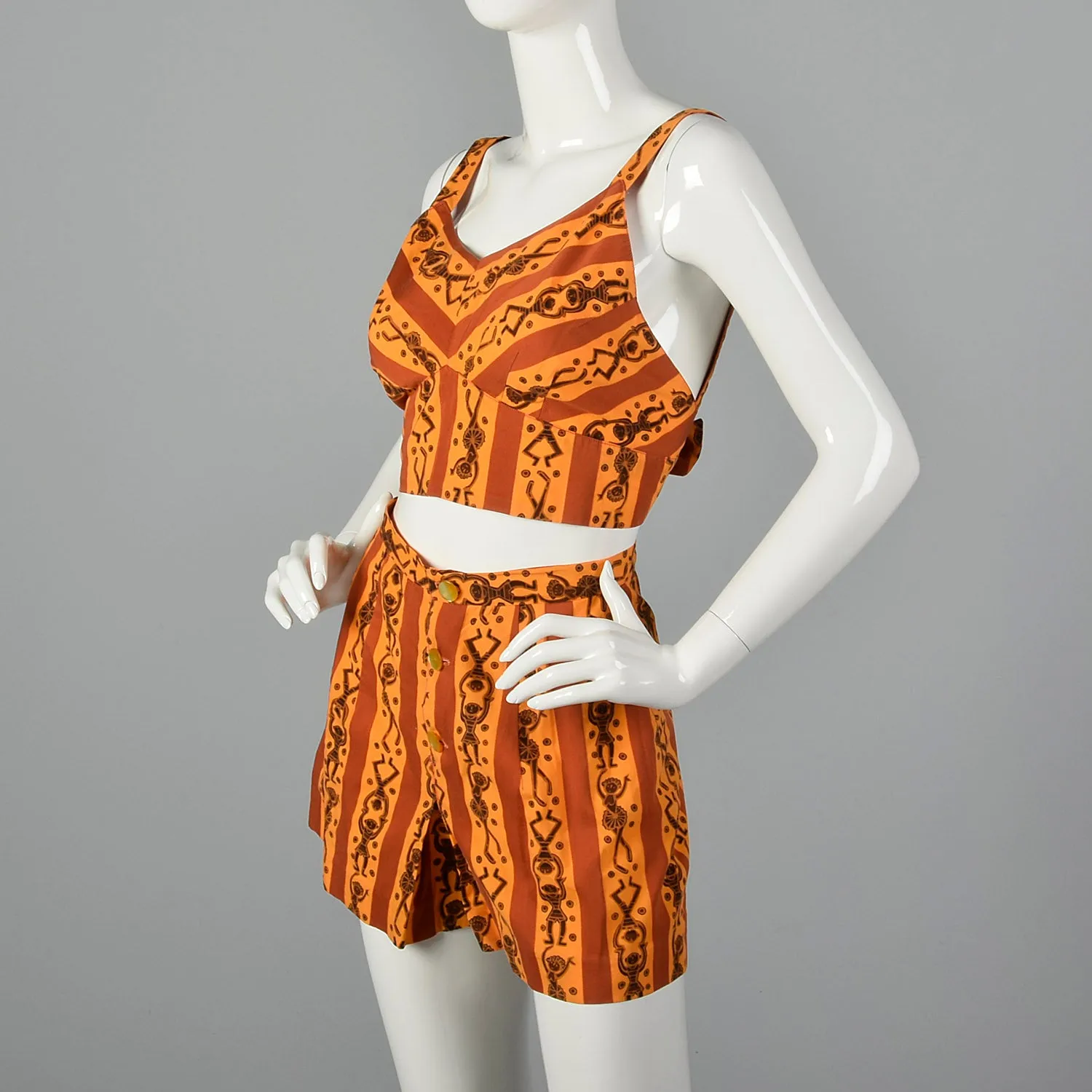XS 1950s Two Piece Playsuit Beach Set