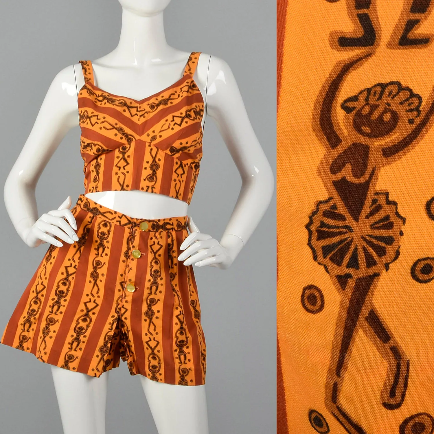 XS 1950s Two Piece Playsuit Beach Set